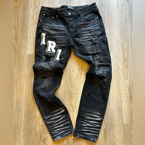 AMIRI Black Jeans w logo patches